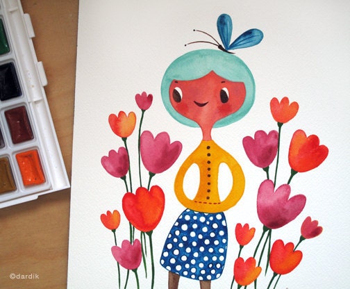 June's flowers... original watercolor
