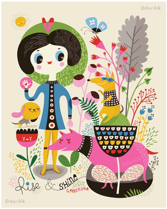 Rise and Shine... Clementine - limited edition giclee print of an original illustration (8 x 10 in)
