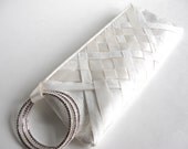 Bridal Accessories, clutch, "Intertwined Lattice KeepBag" in Ivory with silk, satin and organza lattice work