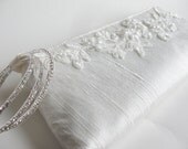 Clutch, Bridal accessory, "Applique KeepBag" in Ivory with pearls
