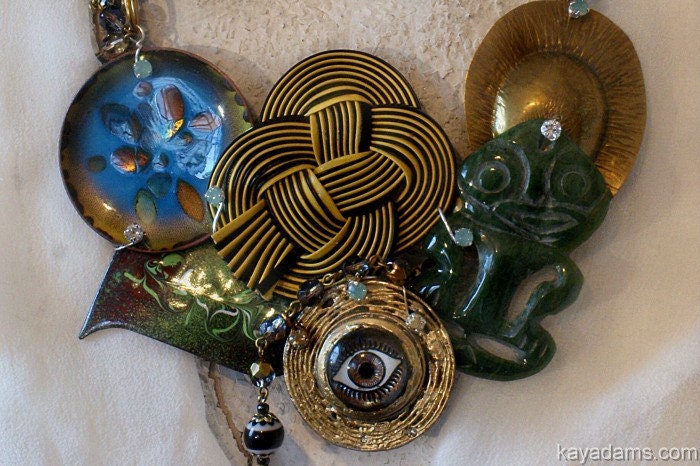 Picasso Inspired Necklace. Here's Lookin' at YOU, Hei Tiki Kid. Payment for a Custom Art Collage Necklace. Kay Adams, Sculpted Jewels.