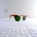 50s sunglasses - Mad Men beach chic - red/white cat eye with green lenses - like new vintage - Betty Draper chic
