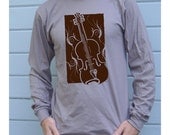 Fiddle Long Sleeve T-Shirt, Organic American Apparel T with Water Based Ink
