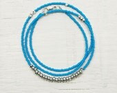 Beaded Necklace // Sky Blue and Silver // Everyday Collection