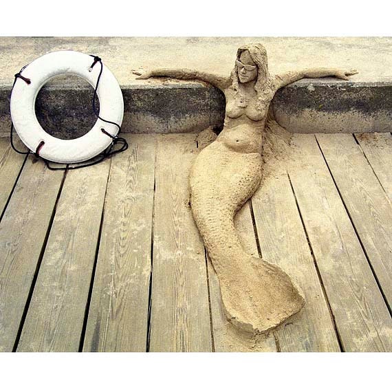 Mermaid Art, Sand Sculpture,  Life Size, Nude, Cape Cod, Mermaid