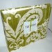 NEW COVER... NEUTRAL Modern Baby Memory Book . Green Brocade Album