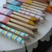 handmade wooden folk art mini clothespin dolls plaque ...girls on parade