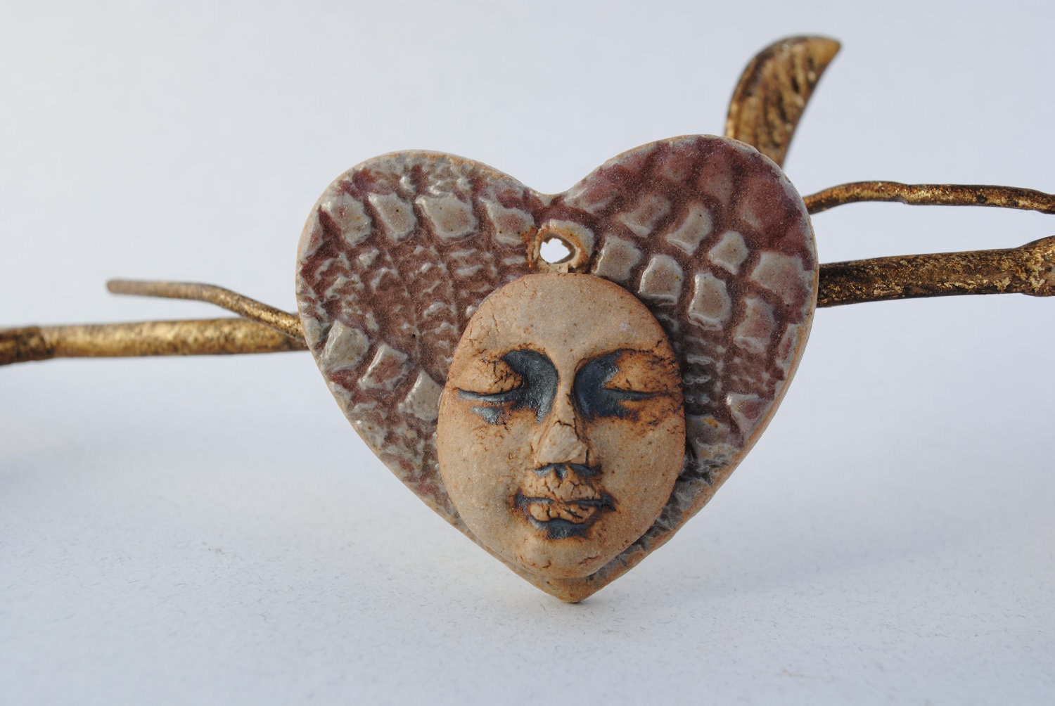ceramic pendant heart face jewelry