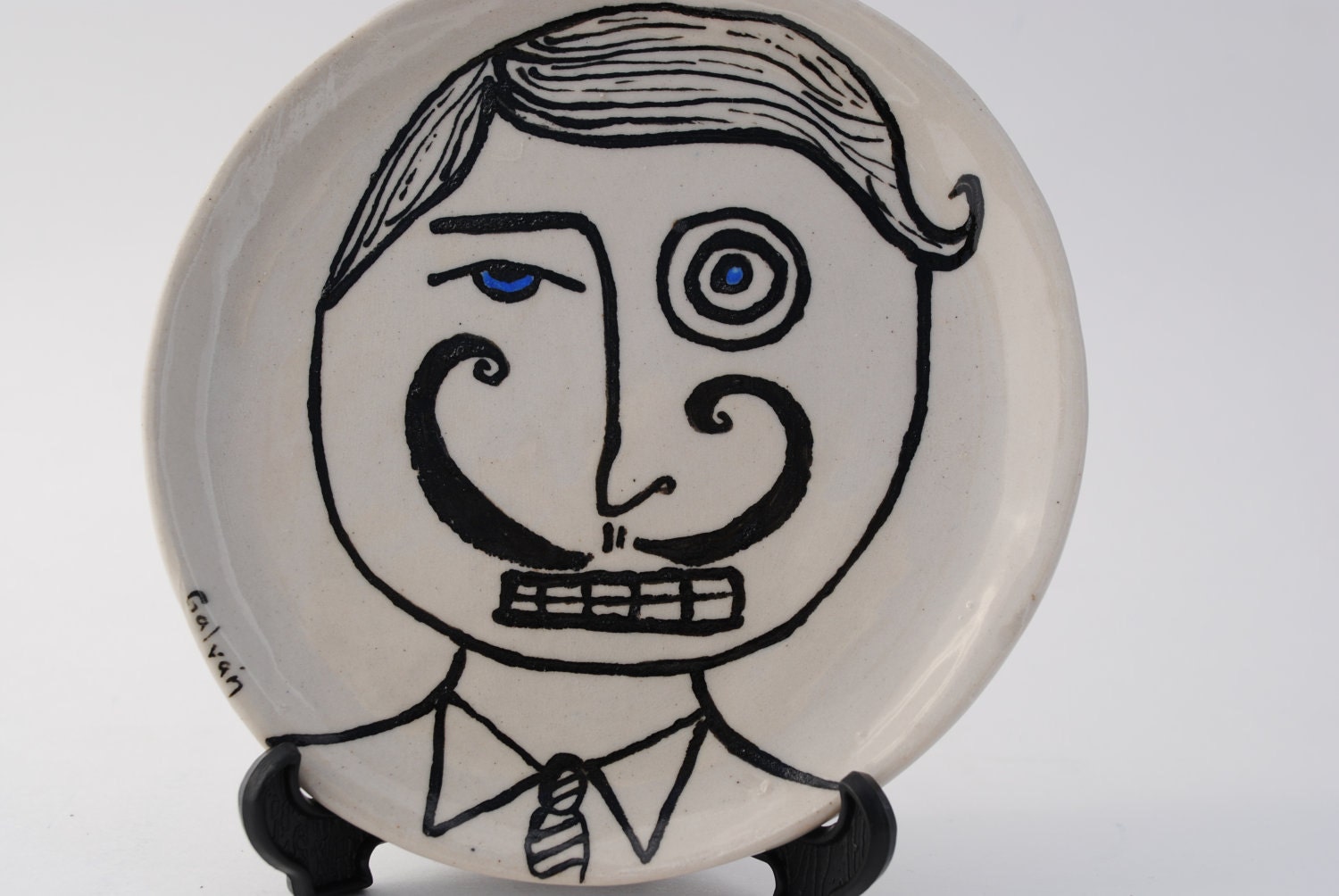 small ceramic dish round dessert jewelry plate soap dish mustache