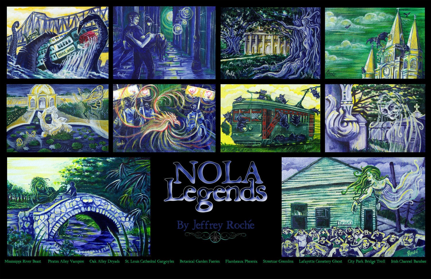 Nola Legends Poster New Orleans myths magic fairies trolls monsters Signed
