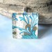 Blue Paisley Square Pendant. Italian Florentine Necklace. Italian Paper and Handmade Glass Tiles.