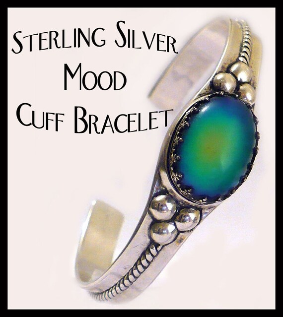 Items similar to Sterling Silver Mood Ring Cuff Bracelet Top Quality on