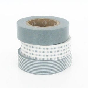 mt Washi Masking Tape - Smoke Grey Dots & Stripes - Set 3
