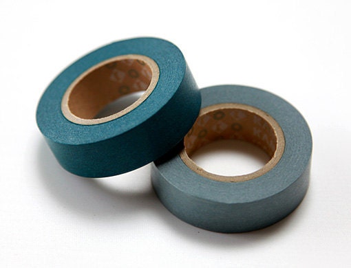 mt Washi Masking Tape - Bottle Green & Light Indigo - Set 2