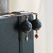 Black and Red Earrings Volcanic Lava Rock and Red Garnet Dangle Earrings