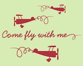 Airplane Decals Come Fly With Me Wall Stickers Baby Nursery Children