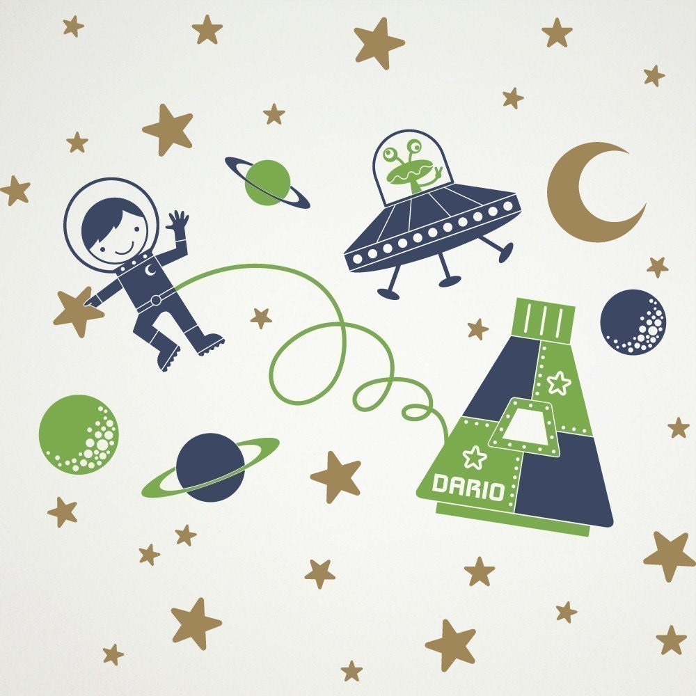 Space Boy Wall Decal Sticker Outer SpaceWalk for Children Nursery