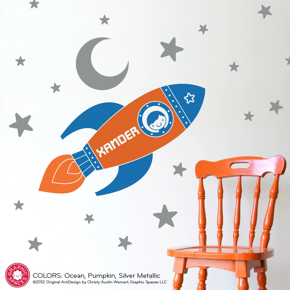 Rocket Boy Wall Decal Outer Space theme Nursery Children's Room
