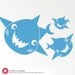 Happy Shark Family Decals Ocean Wall Stickers Kids Nursery