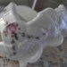 MILK GLASS SCULPTED Footed Basket - Roses Too - Cottage Charm