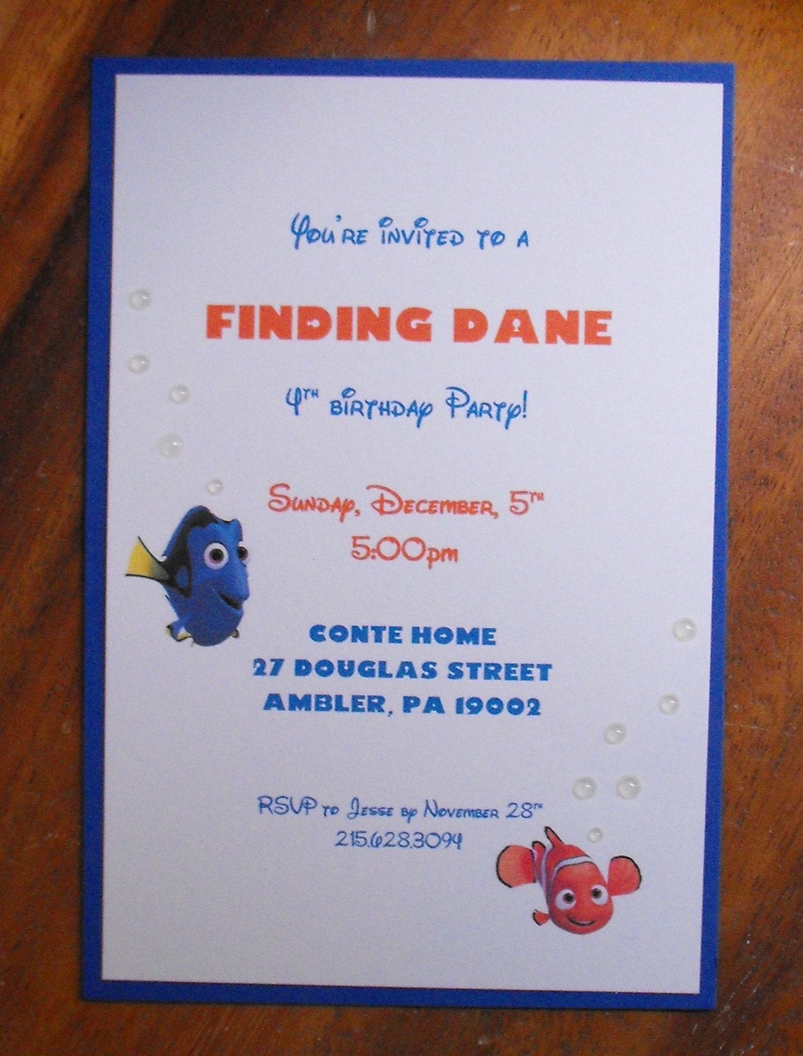 Finding Nemo birthday invitations