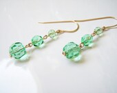 Vintage Green Crystal Gold Filled Earrings
