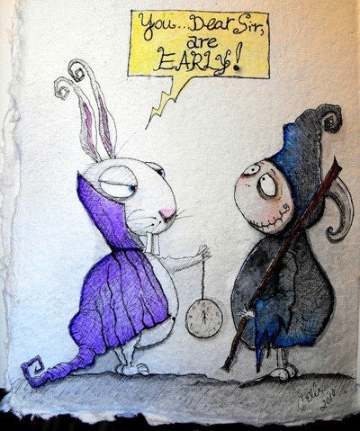 Grim Reaper meets White Rabbit Print by Carmen Ellis of Spooky Hollow