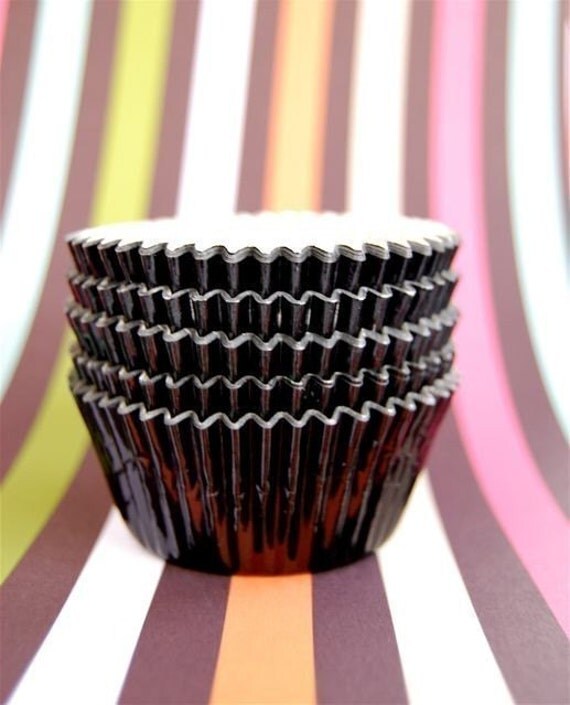 Fancy Black Foil Cupcake LIners 45 by CupcakeSocial on Etsy