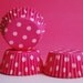 Mini Cupcake Liners 50 Hot Pink and White Polka Dot Baking Cups