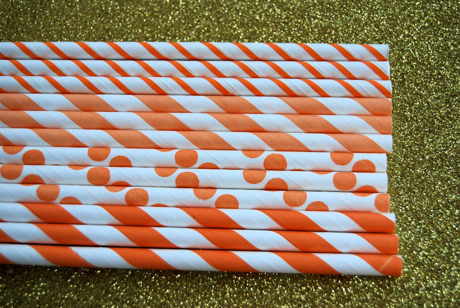 Assorted Orange Paper Straws and PDF Printable Party Flags