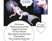 Crystal Mermaid Of The Lake 21 inch Cloth Doll Pattern on CD by Caroline Erbsland
