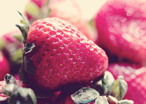 Food Photography Strawberries fruit kitsch Summer picnic BBQ under 25 color red green vivid bright kitchen decor wall art - Fine Art Photo