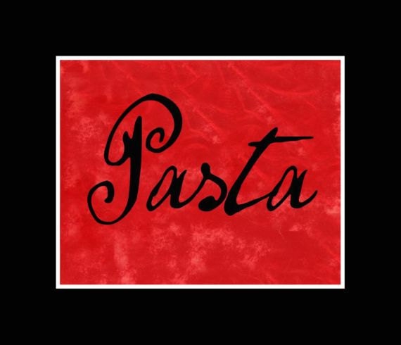 Red Kitchen Art Print Black Word Art Pasta Home Decor Wall Hanging