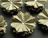 5 Paper Star Ornaments Hand cut and folded Gold Stars