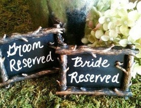 Mini Tree Branch Chalkboard Frames- Rustic Wedding Style - Set of 5 - Chalkboard Labels,Place Settings, Wedding Chalkboards