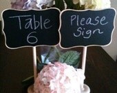 Fancy Large Chalkboard Table Stands with Chalkboard Label - Hostess Gift, Wedding Chalkboards, Rustic