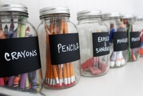 Get Organized Rectangle Vinyl Chalkboard Labels - Kitchen Labels, Canister Labels