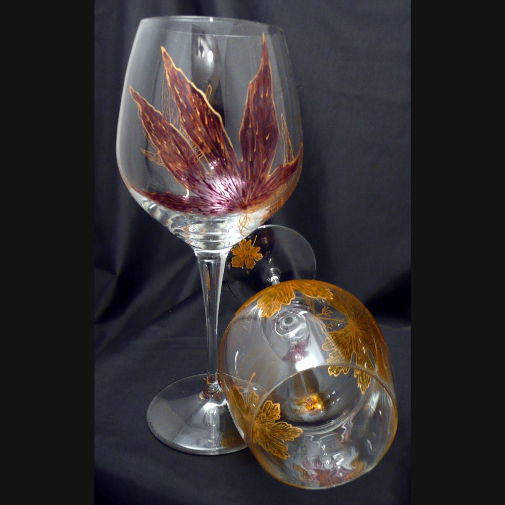 Items similar to Hand Painted Italian Crystal Wine Glasses on Etsy