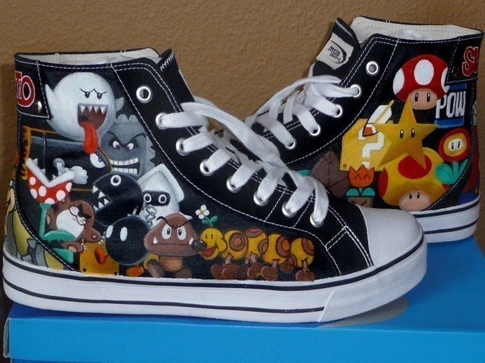 Mario Power Ups and Enemies - MTA High Tops - ((selected sizes only))