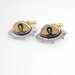 UFO SciFi Cufflinks - Silver And Gold Outer Space Sci Fi Aliens Spaceship Cuff Links - Fun Science Fiction Flying Saucer Cufflink With Alien