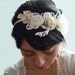 Bridal headband satin and silk leaves and flowers- IRENE