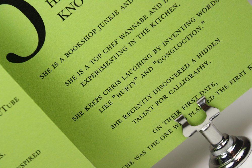 Wedding Reception Cards - Five Things About Him and Her