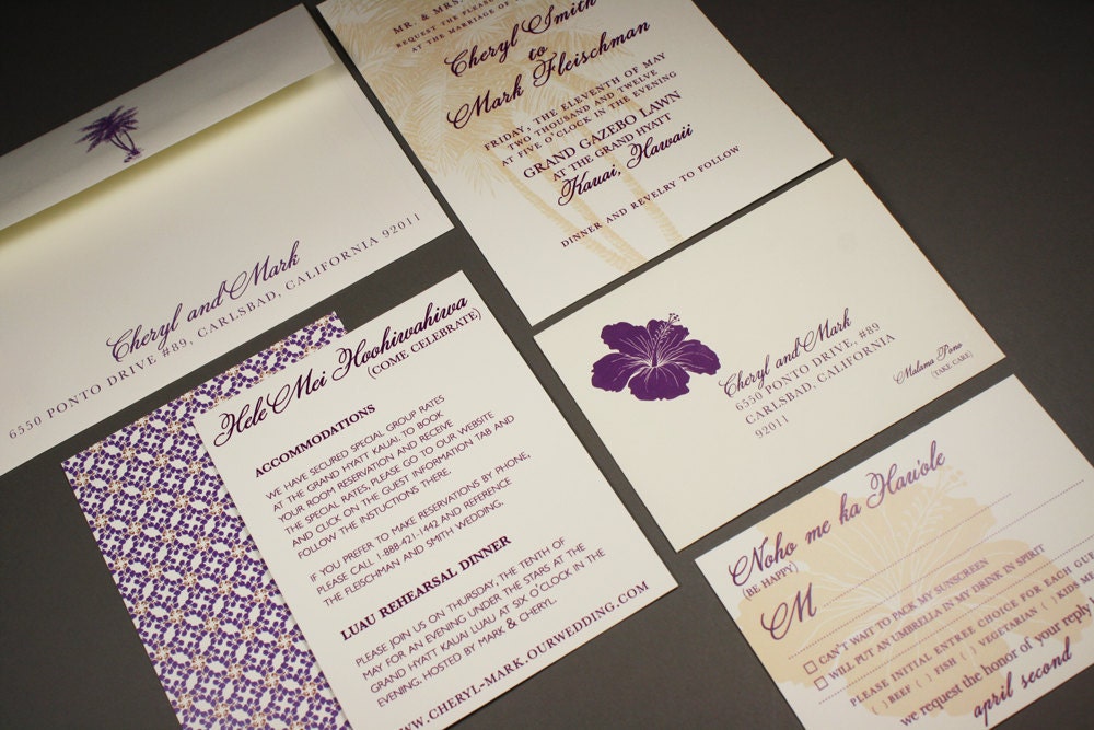 Wedding Invitation -Luau Hawaii and Key West Collection