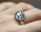 White tiger button adjustable ring
