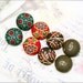 Tropical shrub - fabric covered button ear studs, set of 4 - 1/2", 12mm (BS)