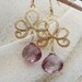 Faceted Pink Quartz Briolette Gold Lotus Earrings - Mystic Quartz, Gold Plated, Wedding