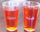 2 Pint Glasses - Antique Car Emblems
