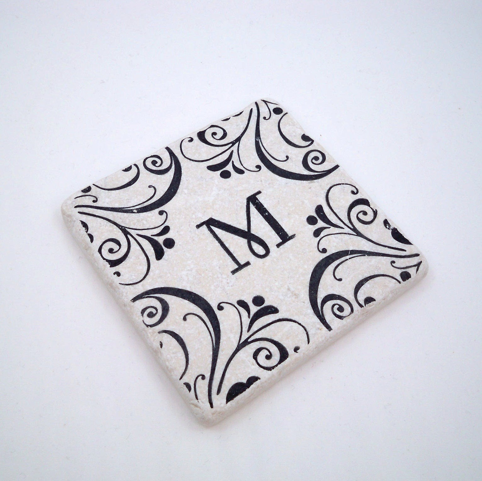 Make it Personal  Monogrammed Absorbent Stone Tile Drink Coaster