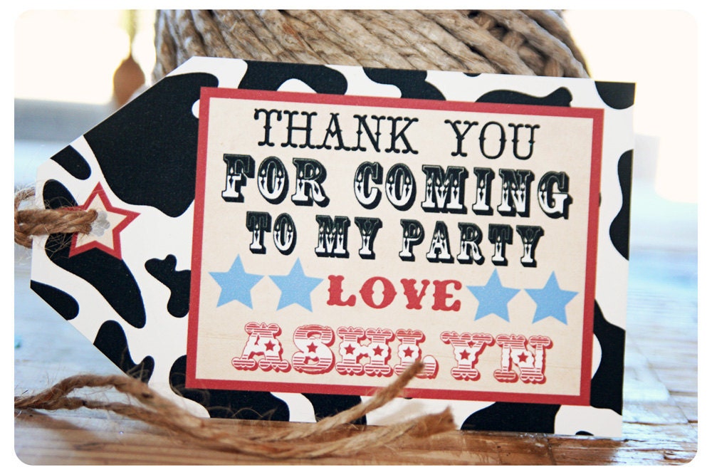 Rootin Tootin Western Favor Tags Black Cowhide Set Of 10