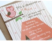 Nighty Night Owl Invitations With Recycled Envelope Set of 10